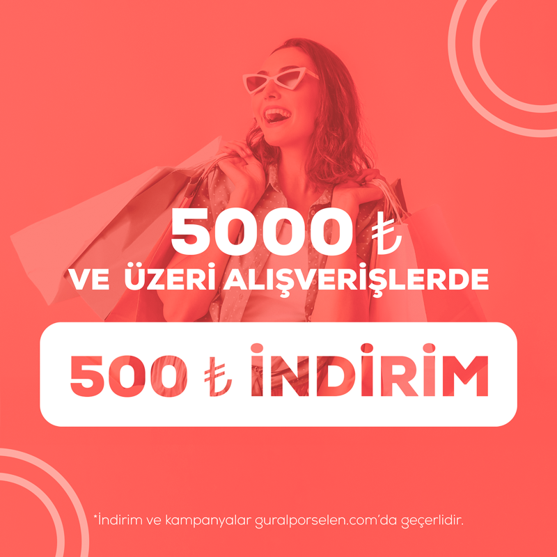 5000 ₺ ve üzeri alışverişlerde sepette 500 ₺ indirim